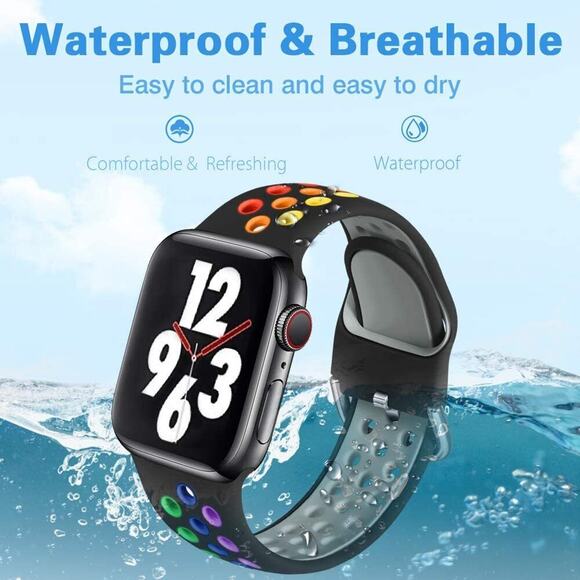 4 Silicone Sport Strap iWatch Band For Apple Watch Series SE 6 5 4 3 2 1 42 44mm - Picture 11 of 12